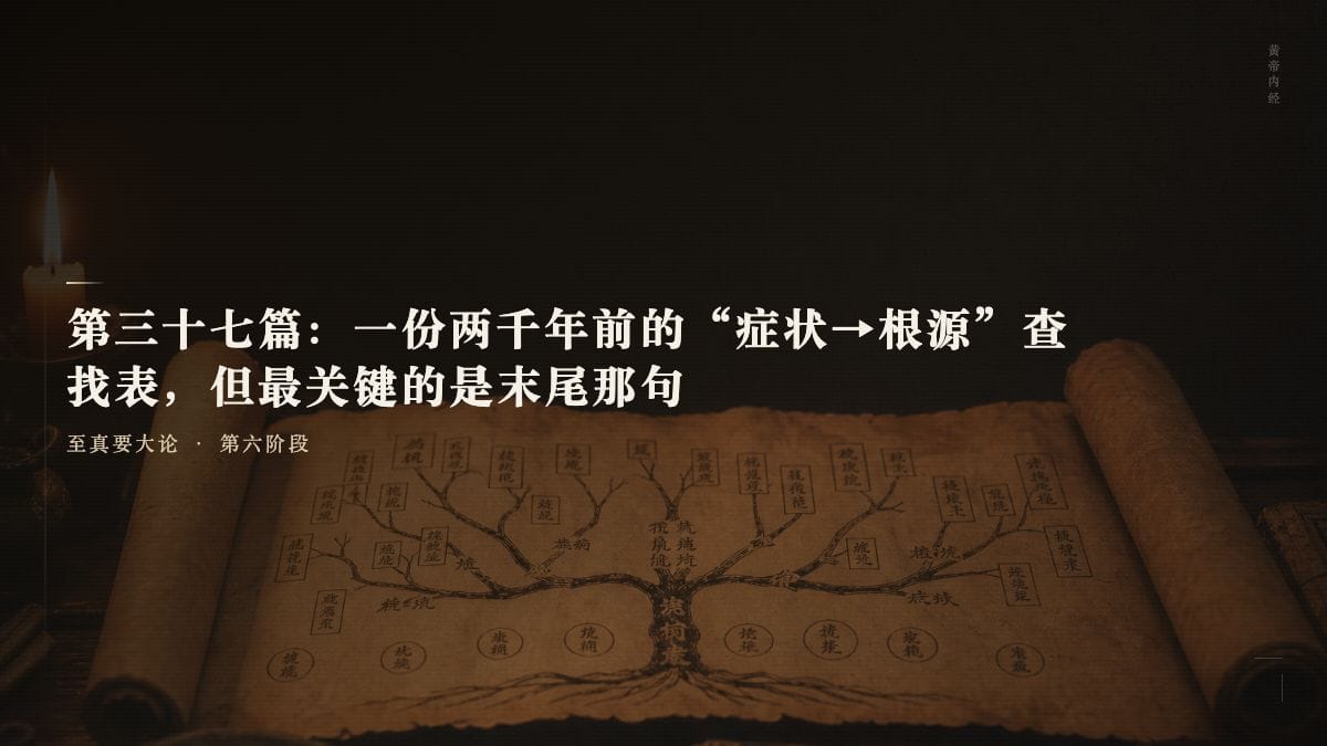 第三十七篇：一份两千年前的"症状→根源"查找表，但最关键的是末尾那句