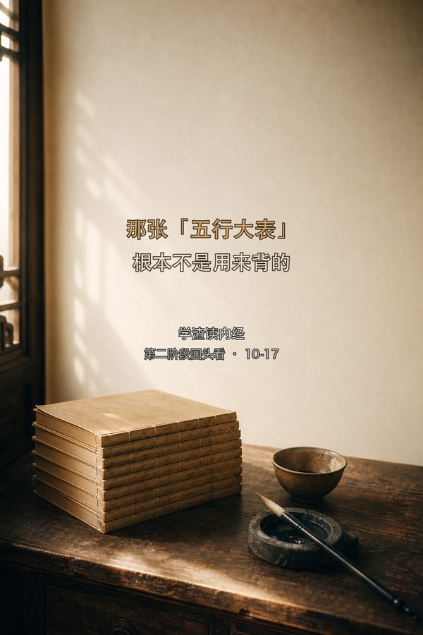 第二阶段回头看：读完八篇，我发现那张"五行大表"根本不是用来背的